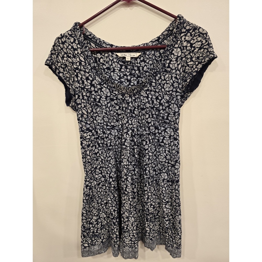 Fat‎ Face Navy & White Floral Dress – UK 10 / US 6 – Short Sleeve Fit & Flare